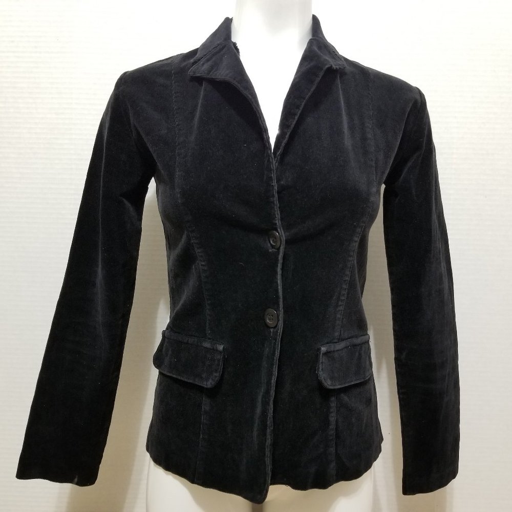 V Generation blazer Small black corduroy jacket two button front jacket stretch